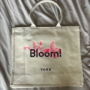 Bloom! Canvas Tote Bag - Cream and Pink